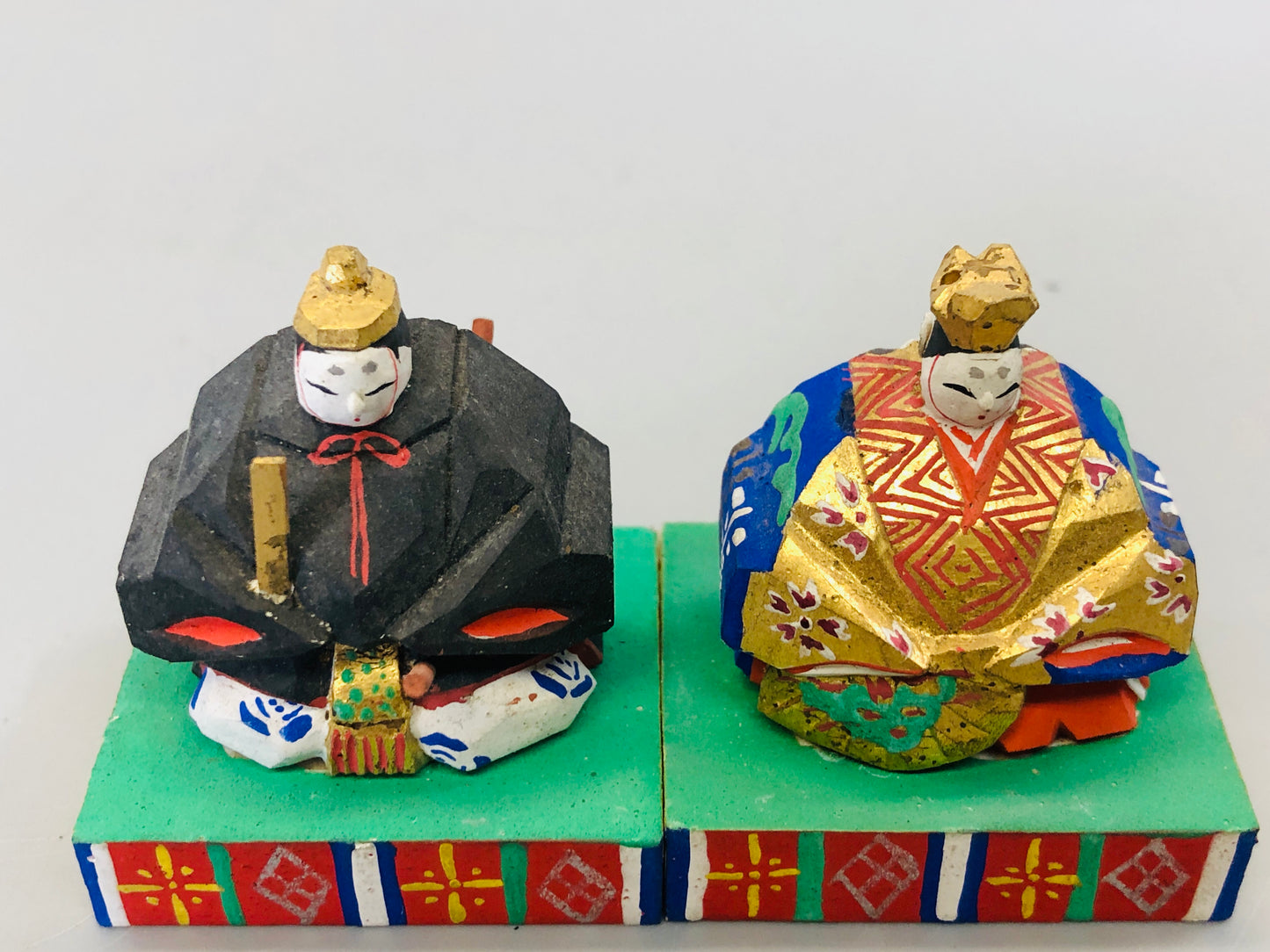 Y5429 NINGYO wood carving Hina dolls small Japan vintage antique figure figurine