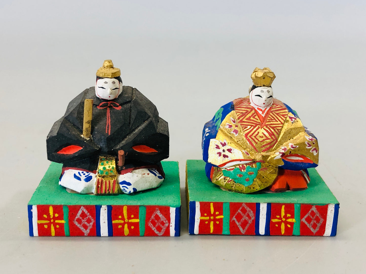 Y5429 NINGYO wood carving Hina dolls small Japan vintage antique figure figurine