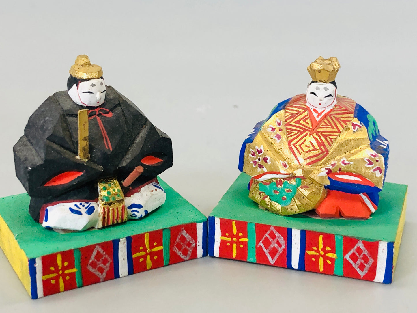 Y5429 NINGYO wood carving Hina dolls small Japan vintage antique figure figurine