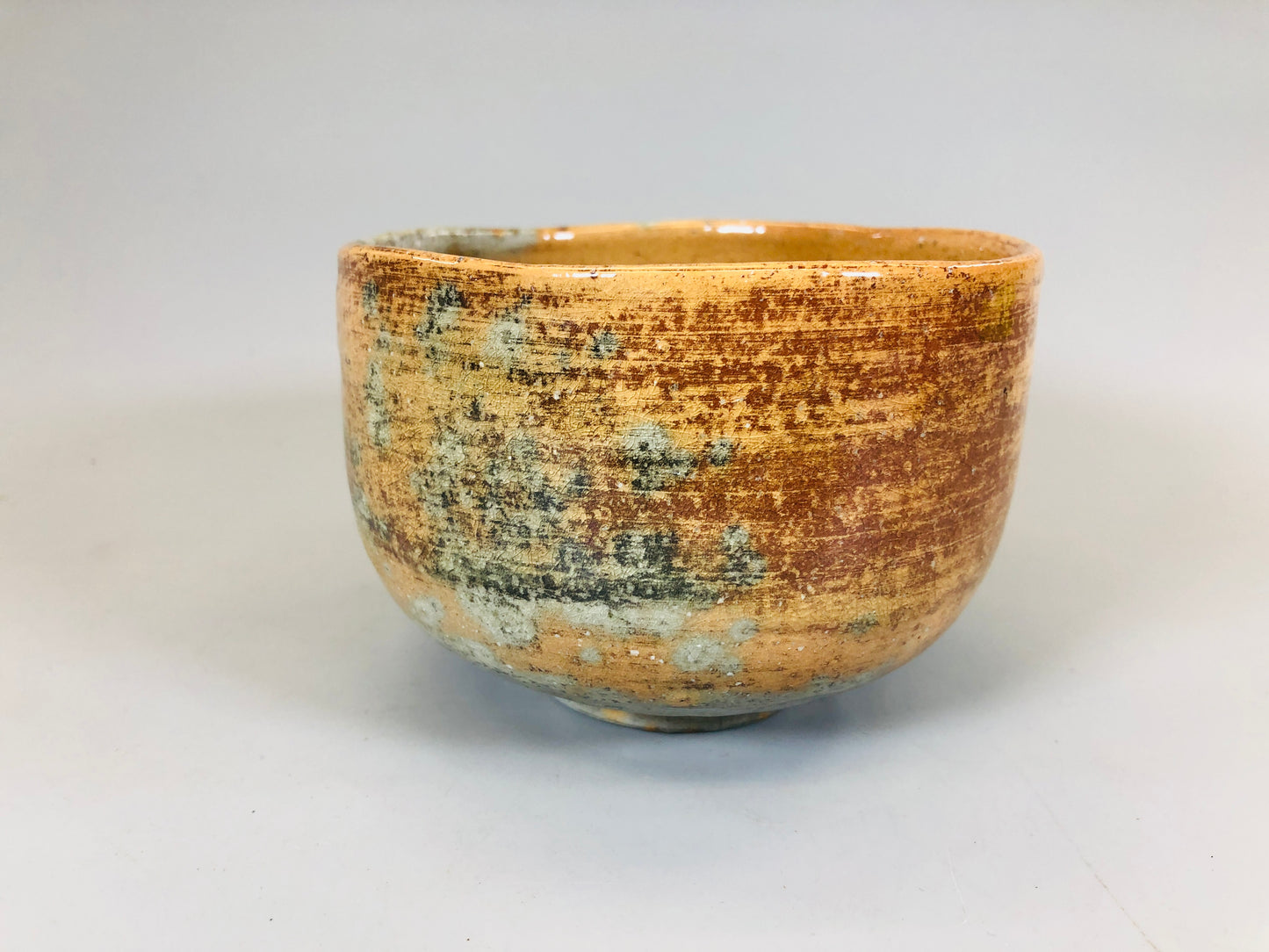 Y5442 CHAWAN Raku-ware red signed Japan antique tea ceremony pottery vintage