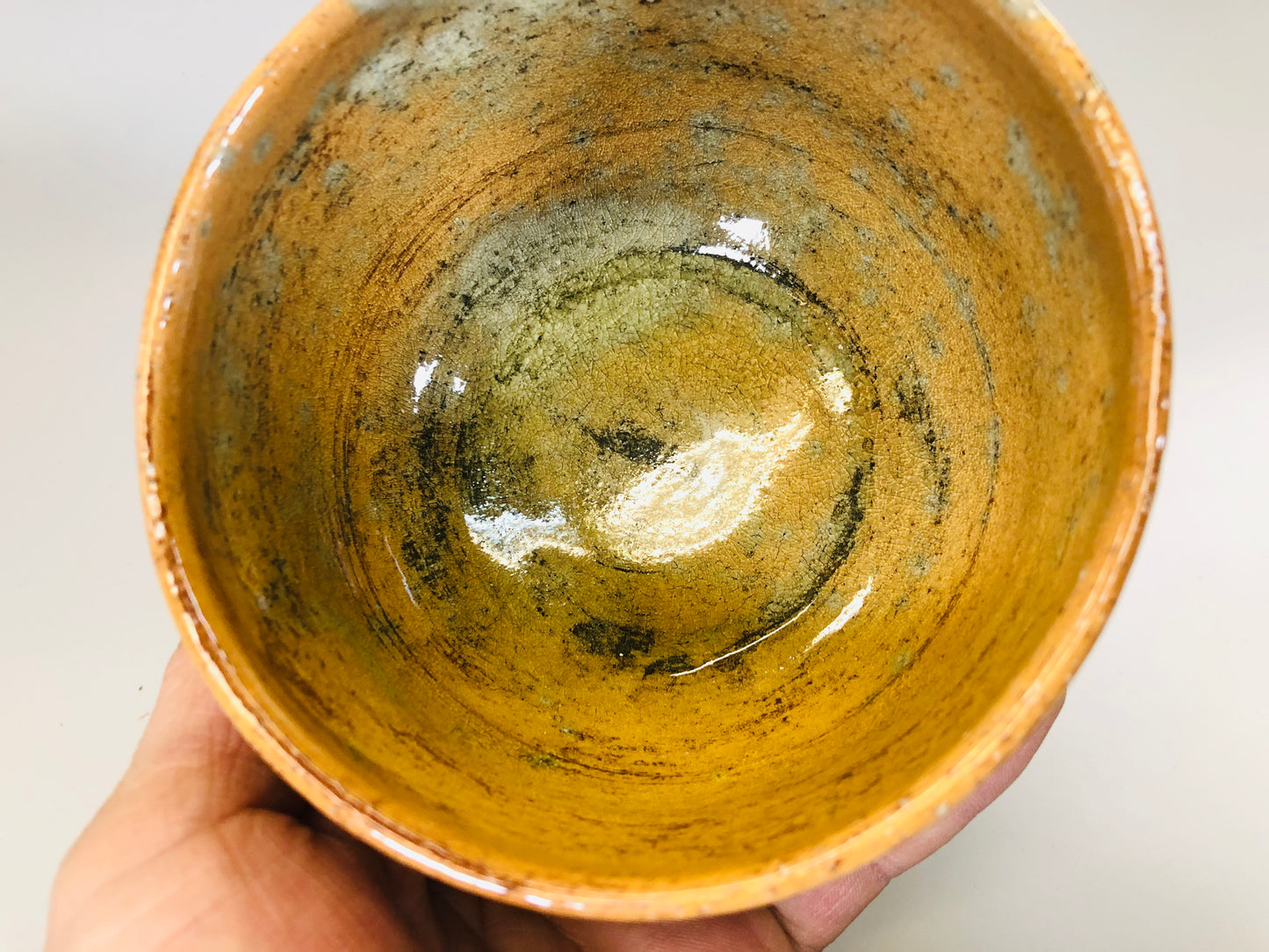 Y5442 CHAWAN Raku-ware red signed Japan antique tea ceremony pottery vintage
