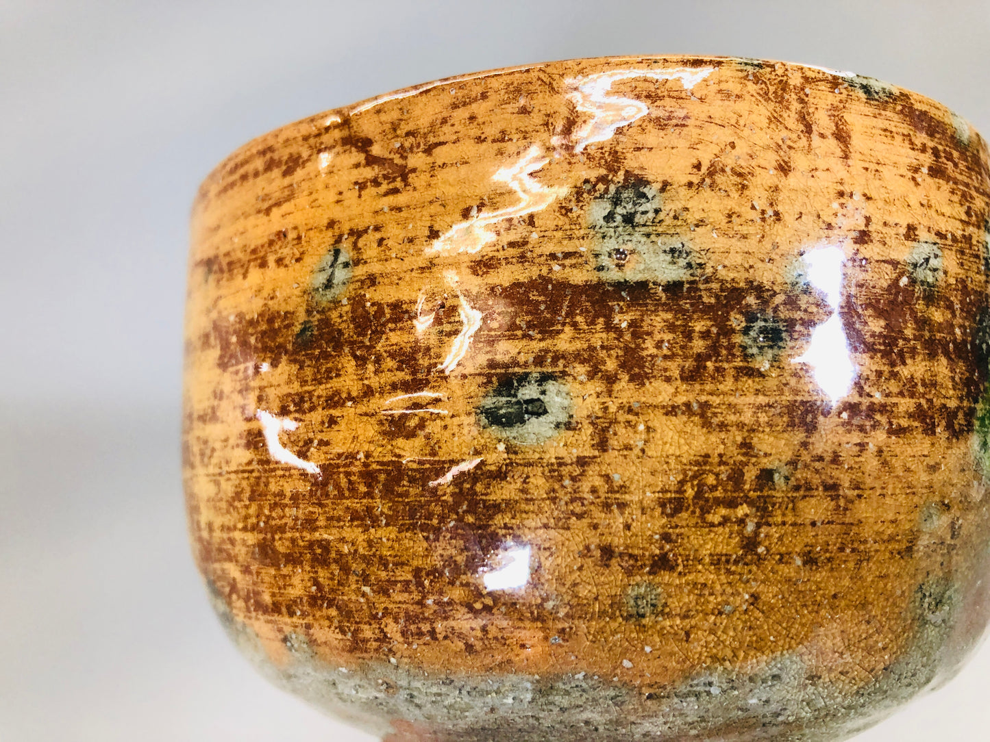 Y5442 CHAWAN Raku-ware red signed Japan antique tea ceremony pottery vintage