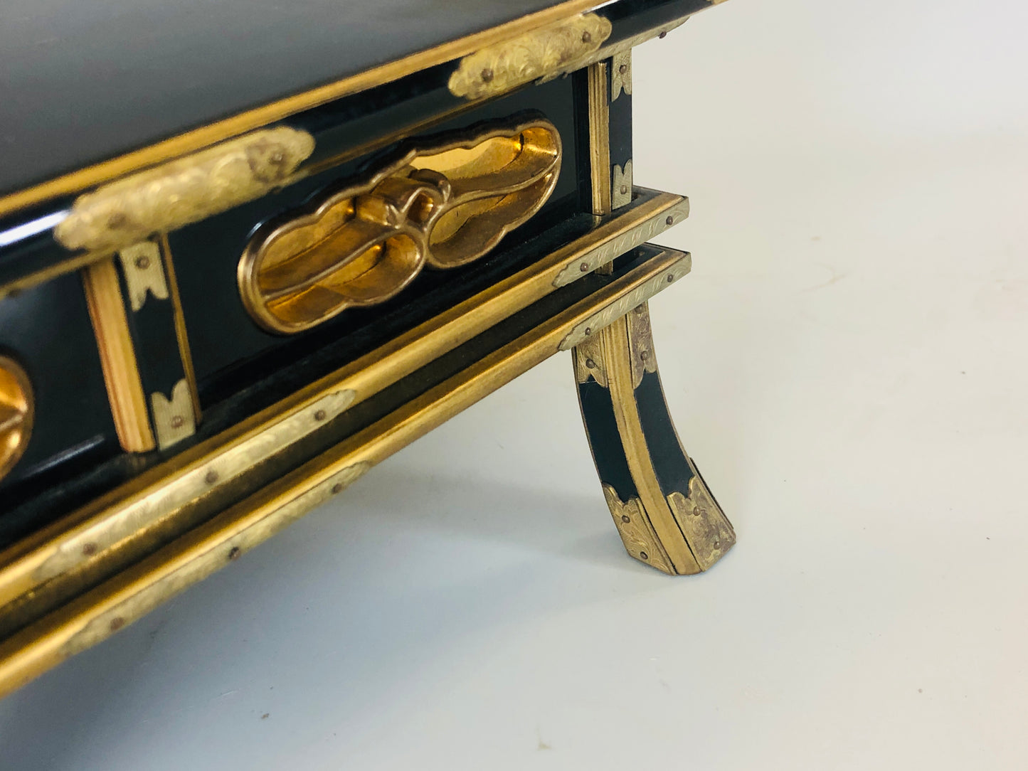 Y5447 Buddhist Altar Equipment Sutra desk black lacquer Japan Buddhism antique