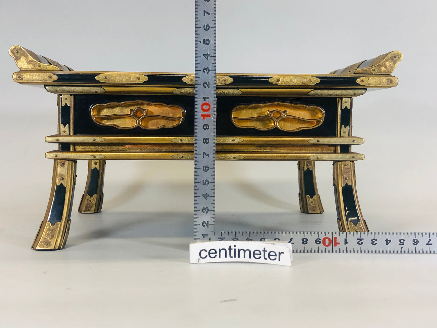 Y5447 Buddhist Altar Equipment Sutra desk black lacquer Japan Buddhism antique