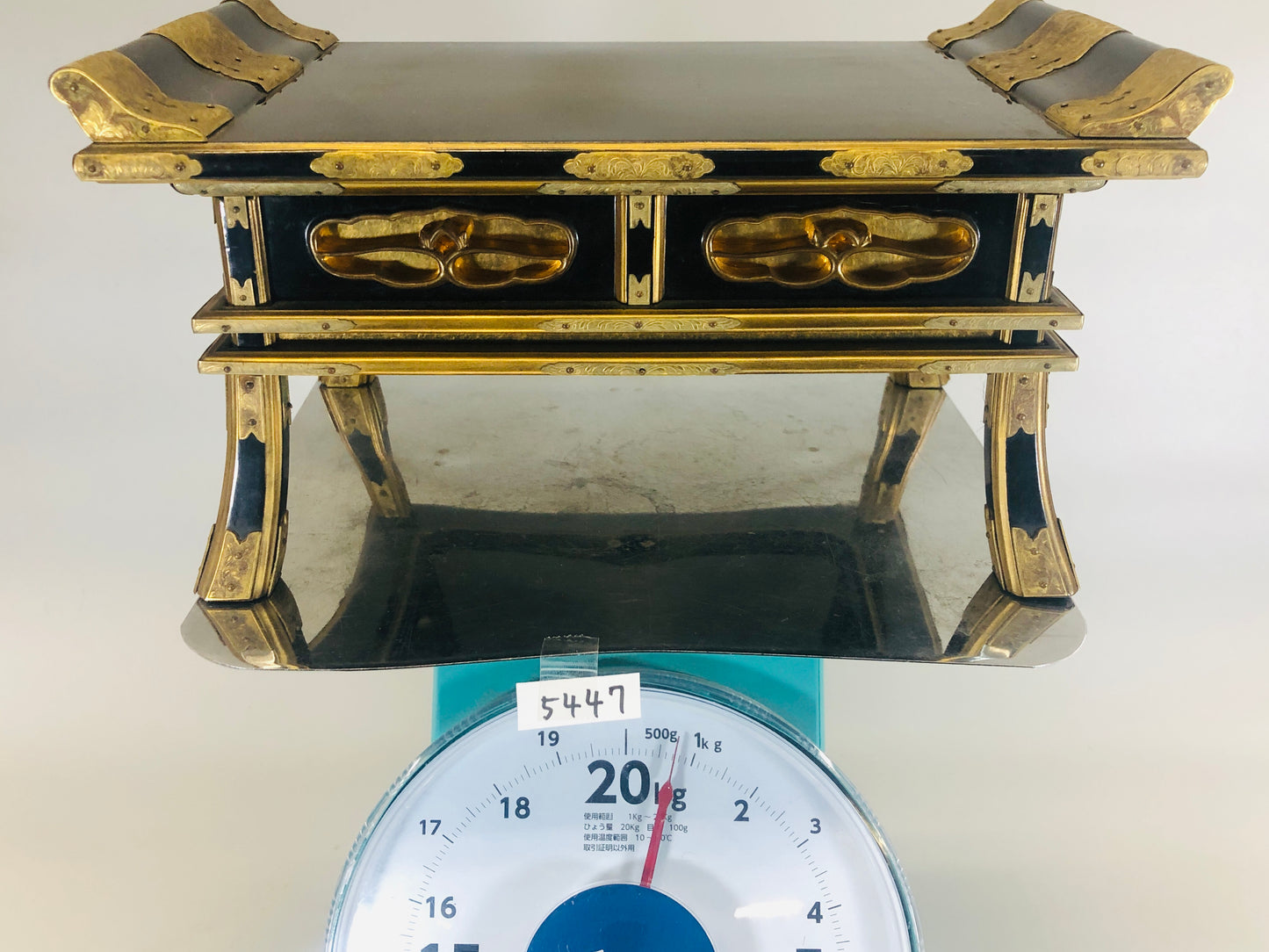 Y5447 Buddhist Altar Equipment Sutra desk black lacquer Japan Buddhism antique