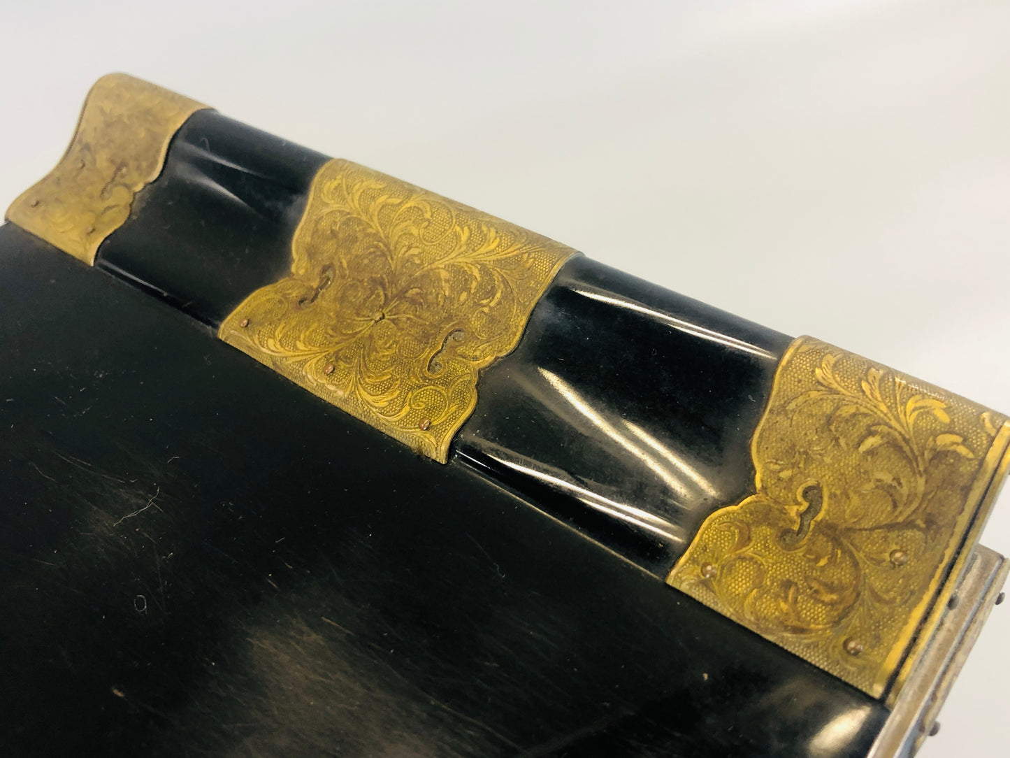 Y5447 Buddhist Altar Equipment Sutra desk black lacquer Japan Buddhism antique