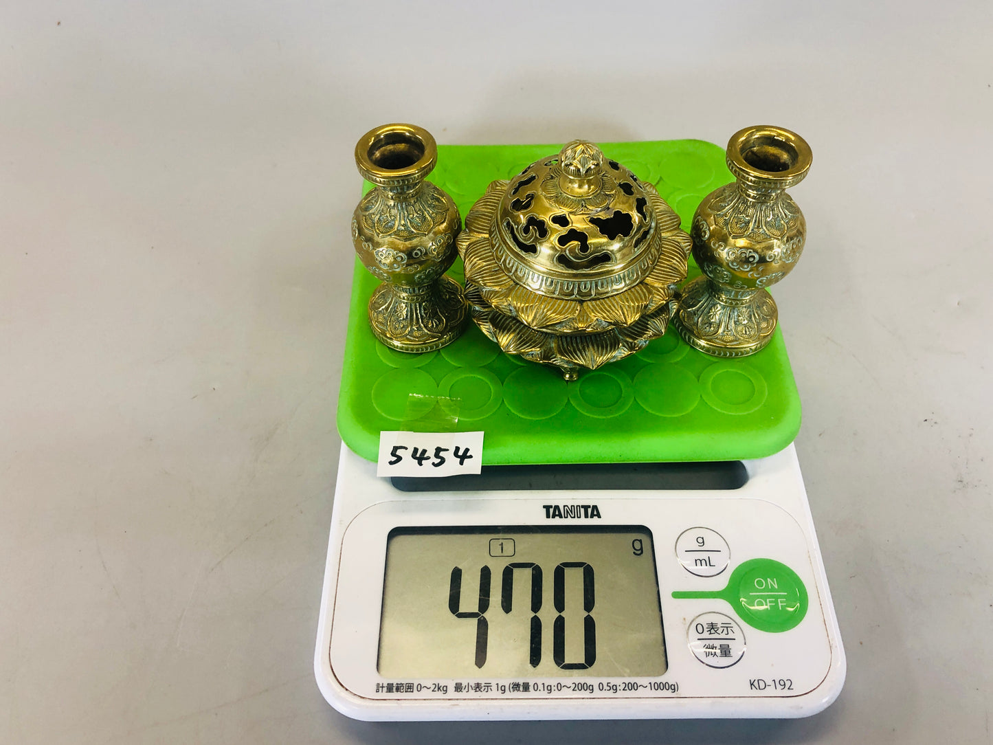 Y5454 Buddhist Altar Equipment Copper 3 implements for worship Japan antique