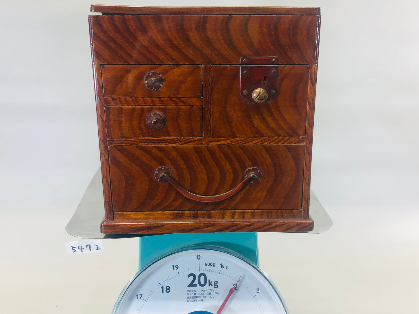 Y5472 TANSU Zelkova Suzuri small drawer chest Tamamoku Japan antique vintage