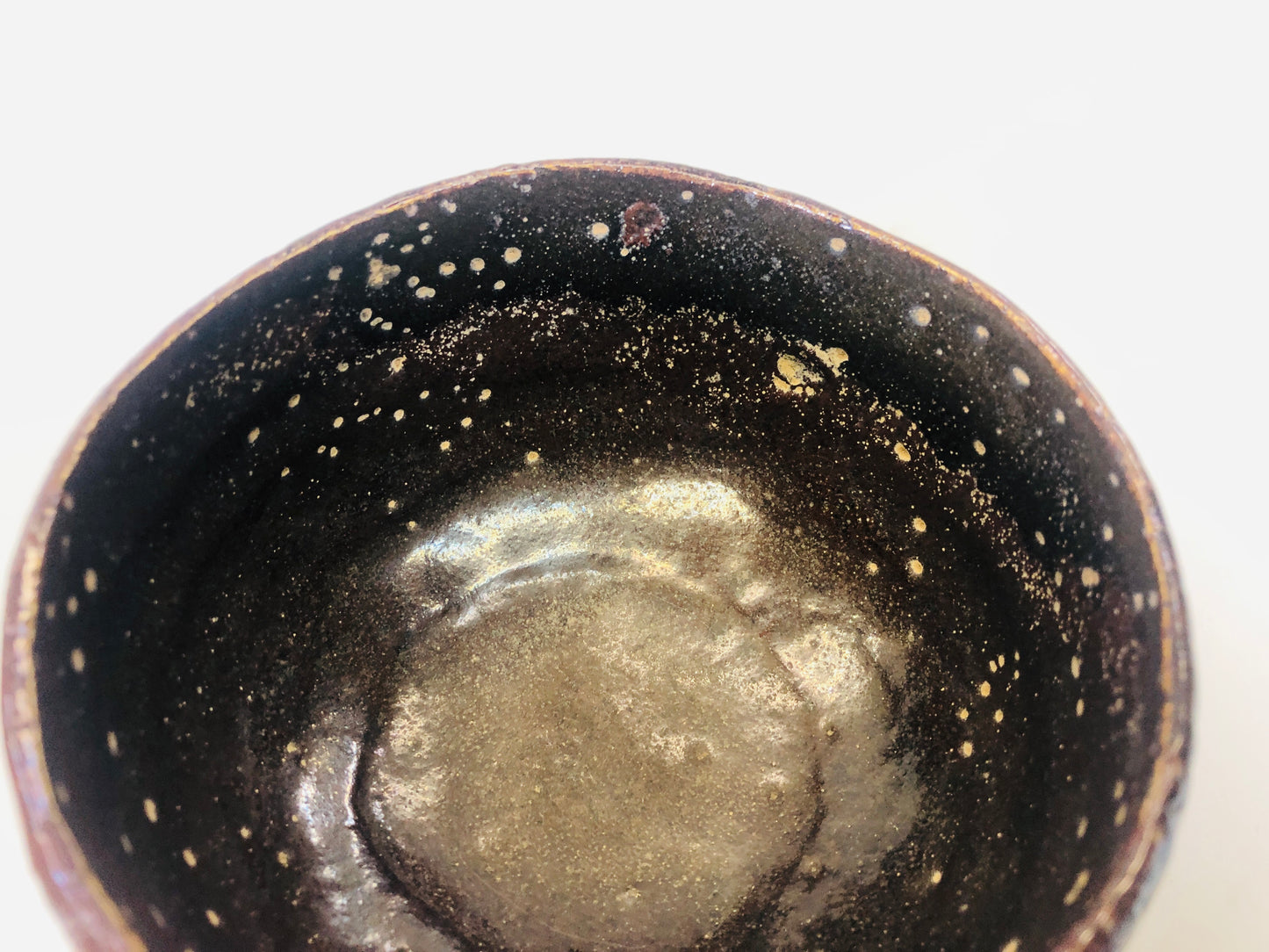 Y5481 CHAWAN Raku-ware black signed box old man Japan antique tea ceremony bowl