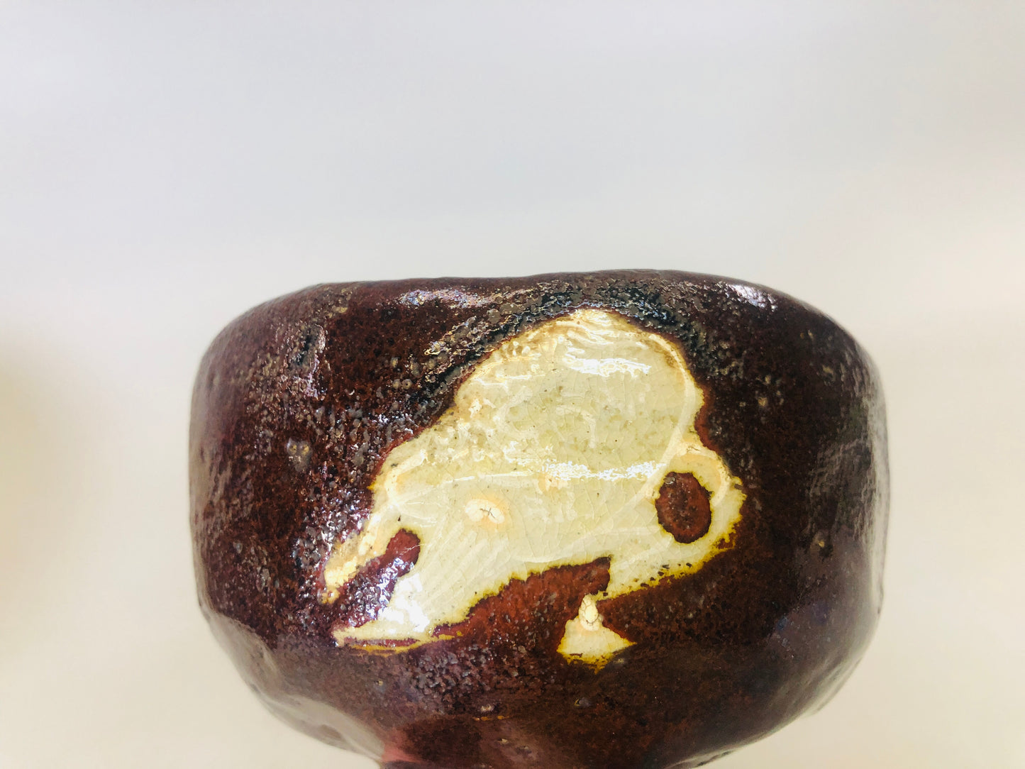 Y5481 CHAWAN Raku-ware black signed box old man Japan antique tea ceremony bowl