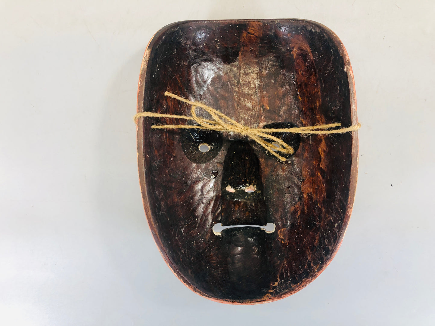 Y5494 NOH MASK wood carving work in progress Japan antique omen dance drama