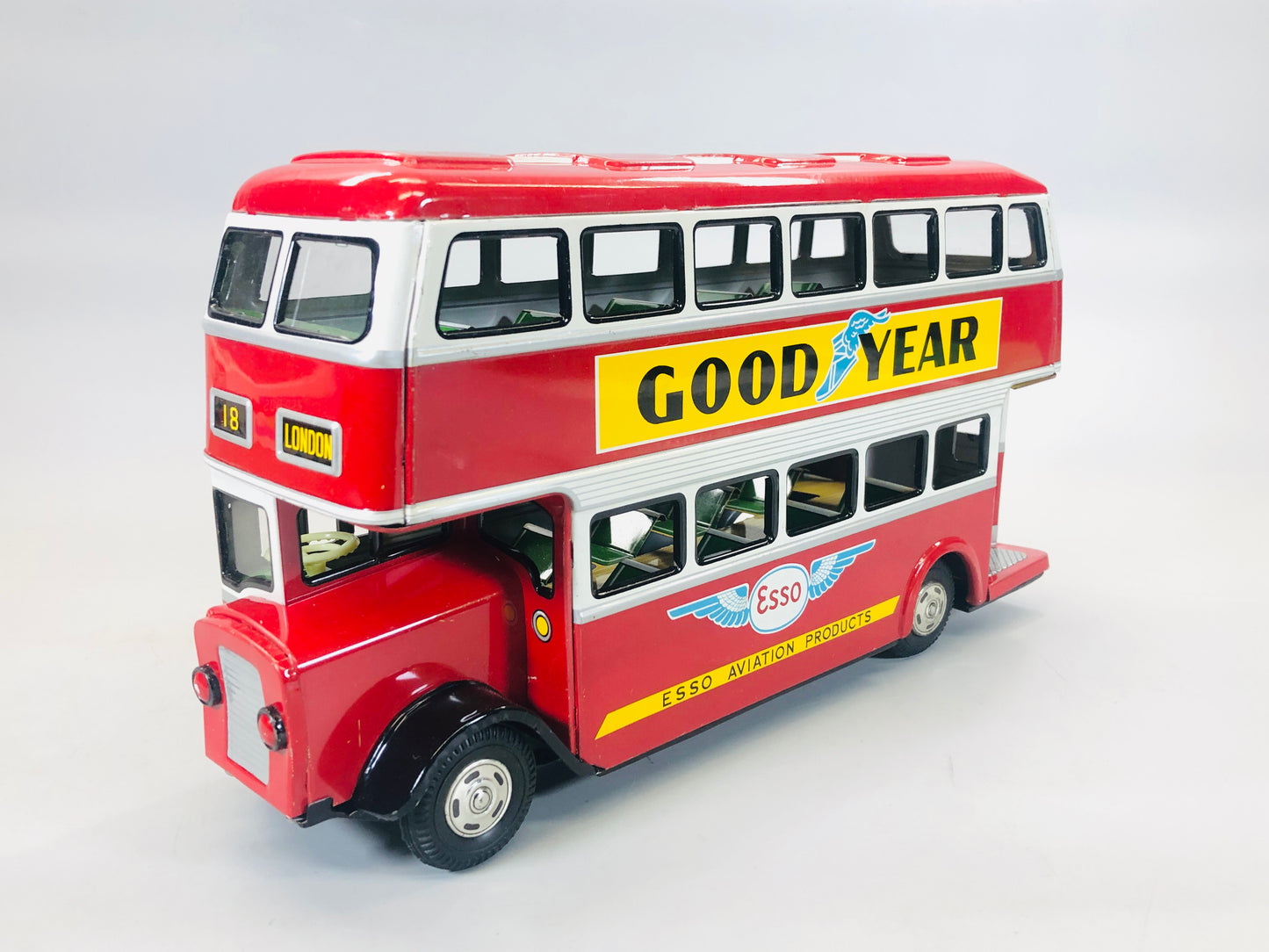 Y5500 TIN TOY Double-decker bus model mini car vehicle box Japan antique vintage