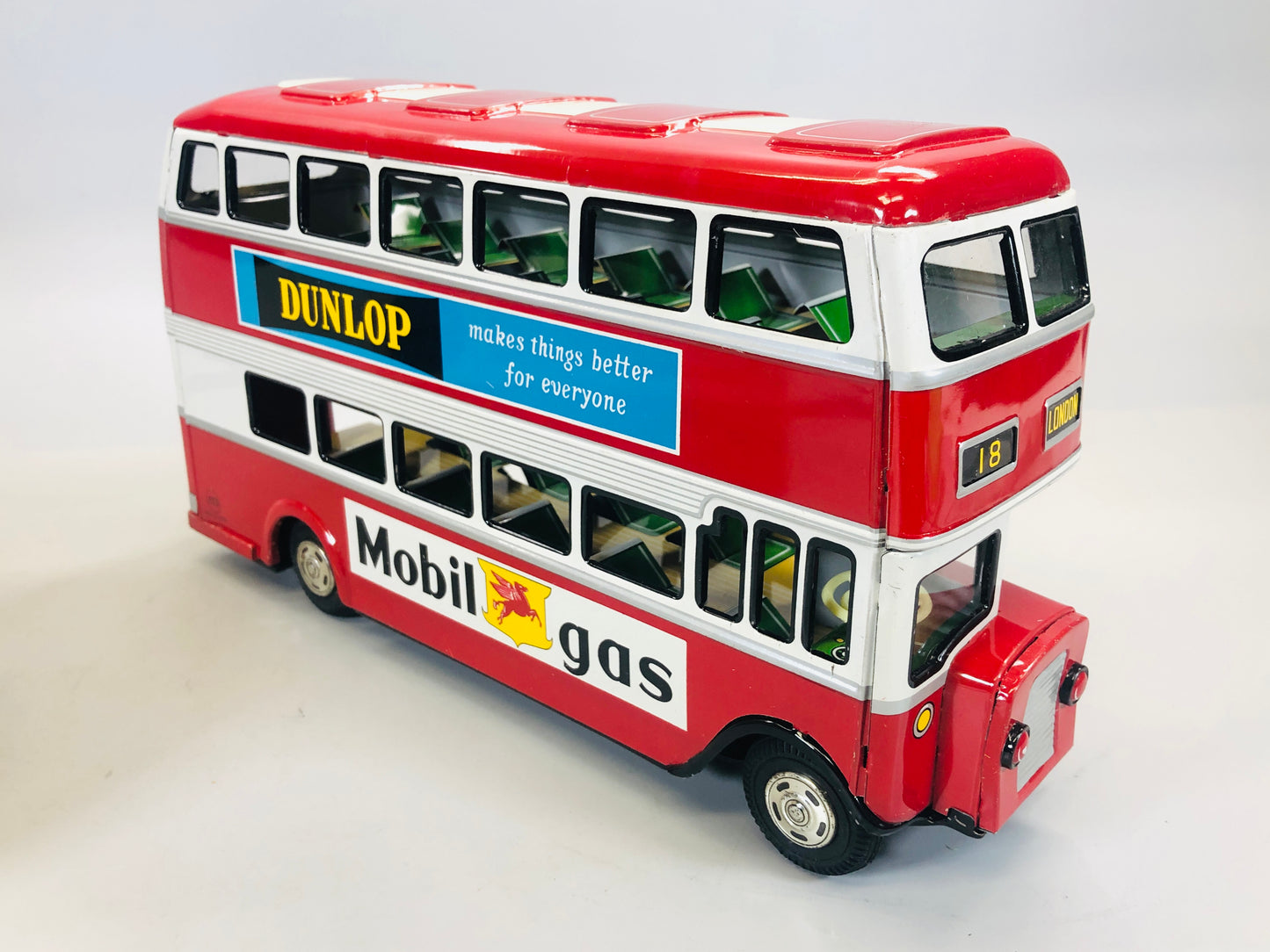 Y5500 TIN TOY Double-decker bus model mini car vehicle box Japan antique vintage