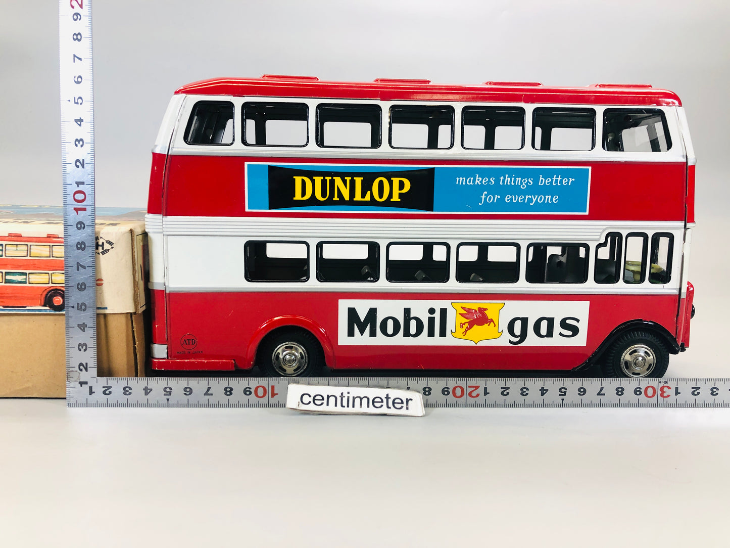 Y5500 TIN TOY Double-decker bus model mini car vehicle box Japan antique vintage