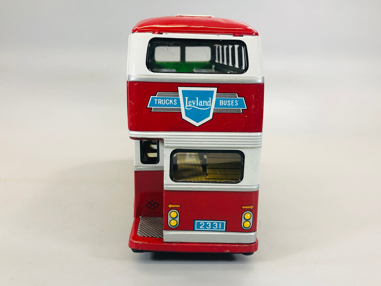 Y5500 TIN TOY Double-decker bus model mini car vehicle box Japan antique vintage