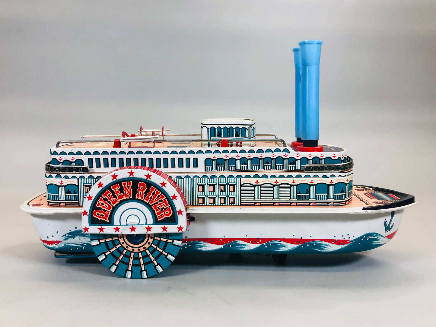 Y5501 TIN TOY Showboat Masudaya box steamboat steamer Japan antique vintage