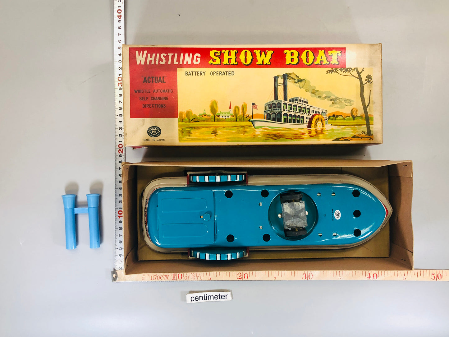 Y5501 TIN TOY Showboat Masudaya box steamboat steamer Japan antique vintage
