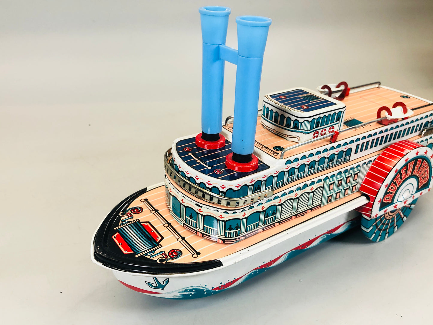 Y5501 TIN TOY Showboat Masudaya box steamboat steamer Japan antique vintage