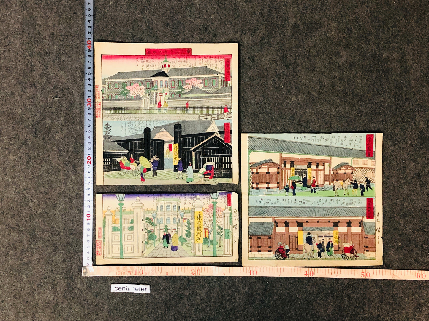 Y5508 WOODBLOCK PRINT 3rd Hiroshige 3 pieces Japan Ukiyoe antique vintage art