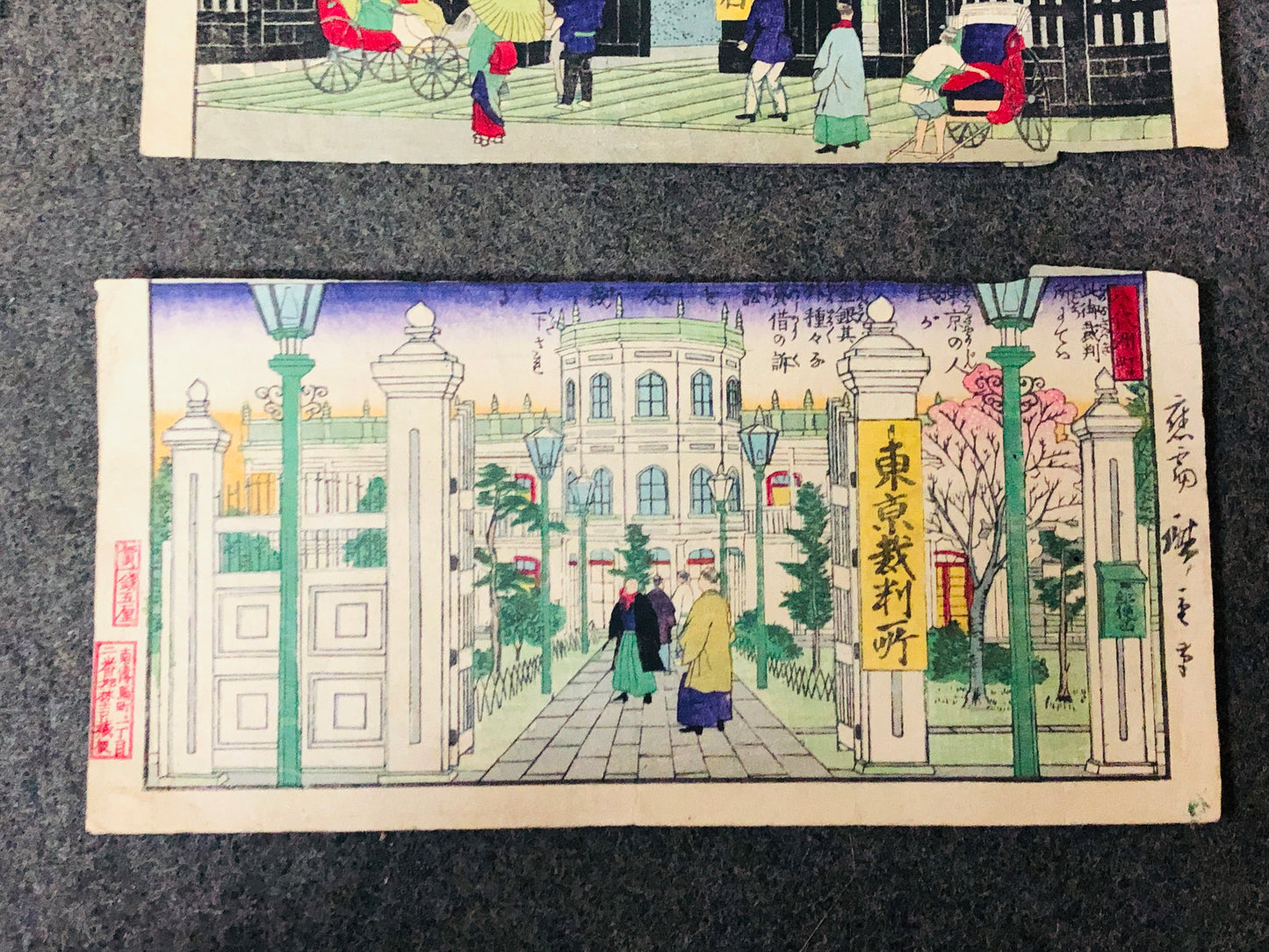 Y5508 WOODBLOCK PRINT 3rd Hiroshige 3 pieces Japan Ukiyoe antique vintage art