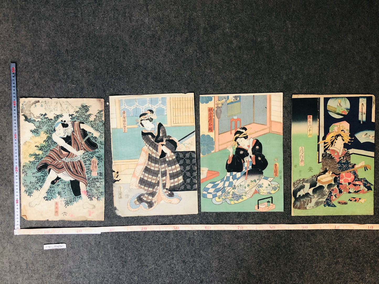 Y5509 WOODBLOCK PRINT Various set of 4 actor beauty Japan Ukiyoe antique art