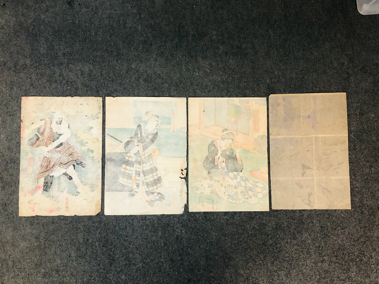 Y5509 WOODBLOCK PRINT Various set of 4 actor beauty Japan Ukiyoe antique art