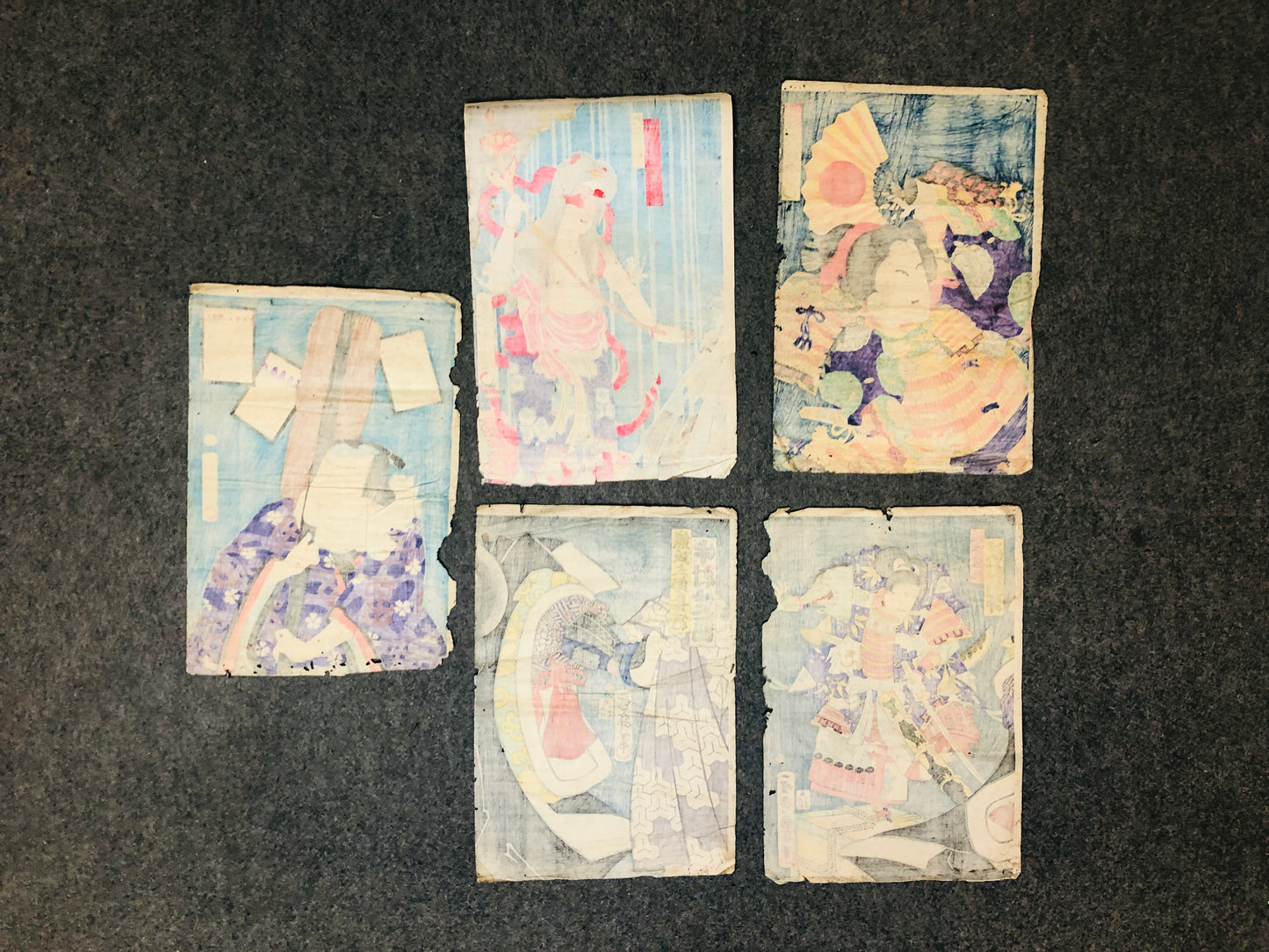 Y5510 WOODBLOCK PRINT Various set of 5 actor beauty Japan Ukiyoe antique art