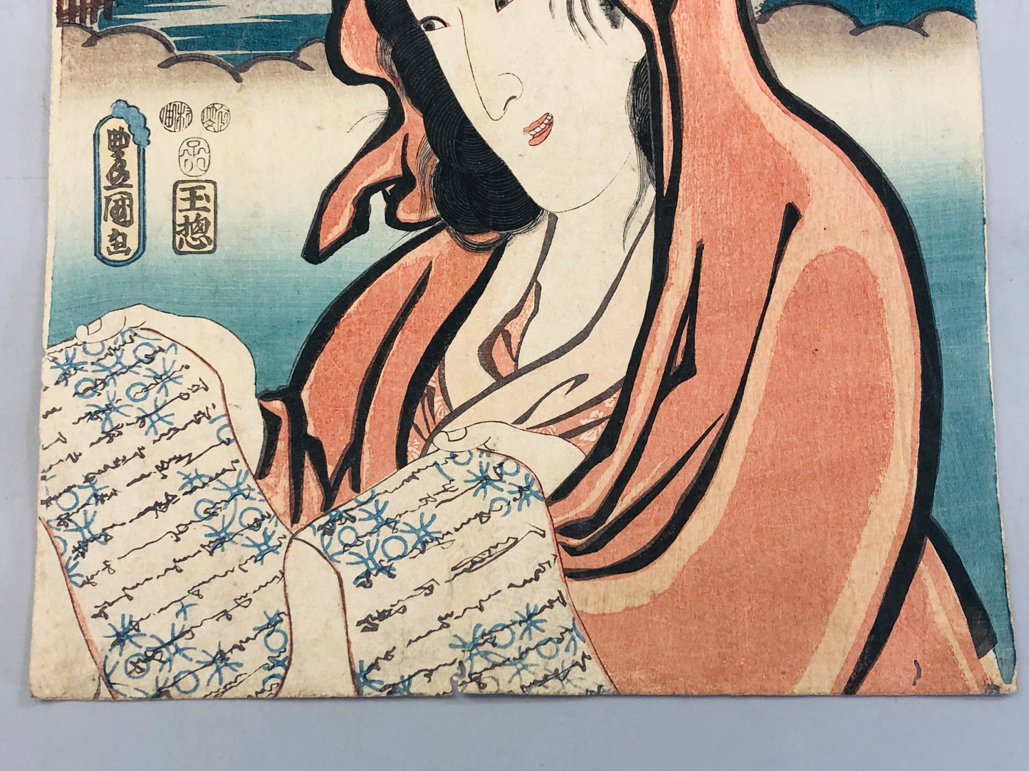 Y5513 WOODBLOCK PRINT Toyokuni Tokaido beautiful woman Japan Ukiyoe antique art