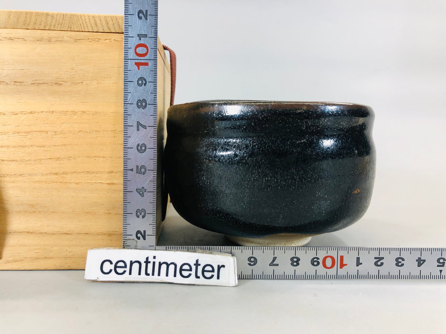 Y5541 CHAWAN Seto-ware black signed box Japan antique tea ceremony bowl pottery