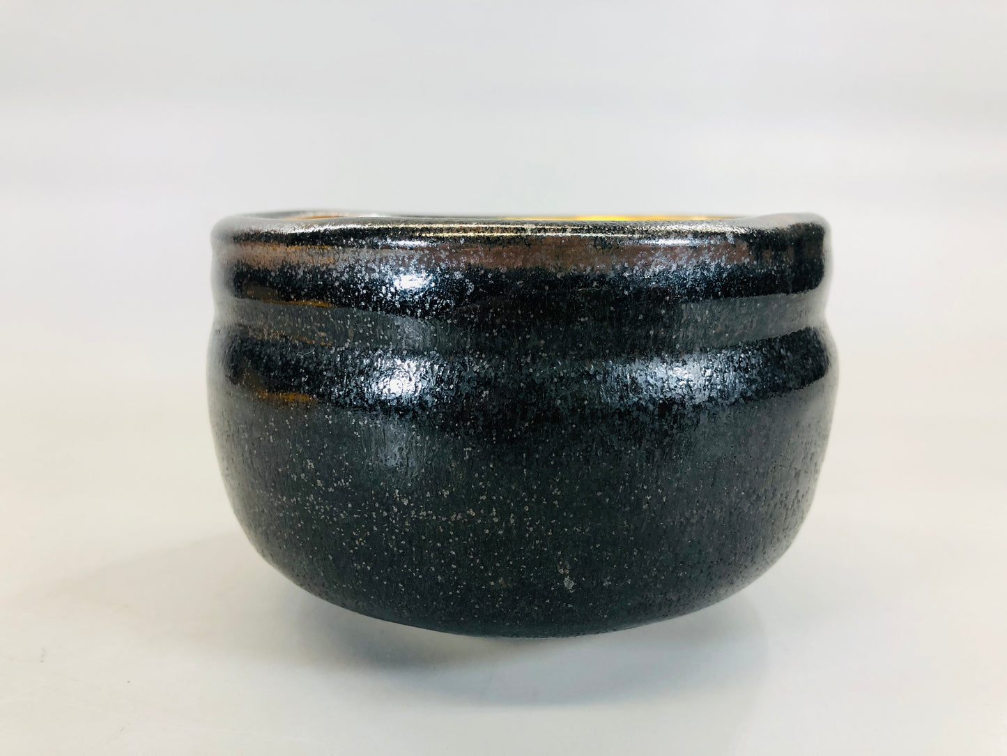 Y5541 CHAWAN Seto-ware black signed box Japan antique tea ceremony bowl pottery