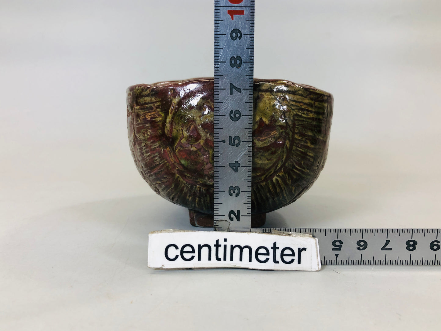 Y5548 CHAWAN Seto-ware signed bale shape Japan antique tea ceremony bowl pottery
