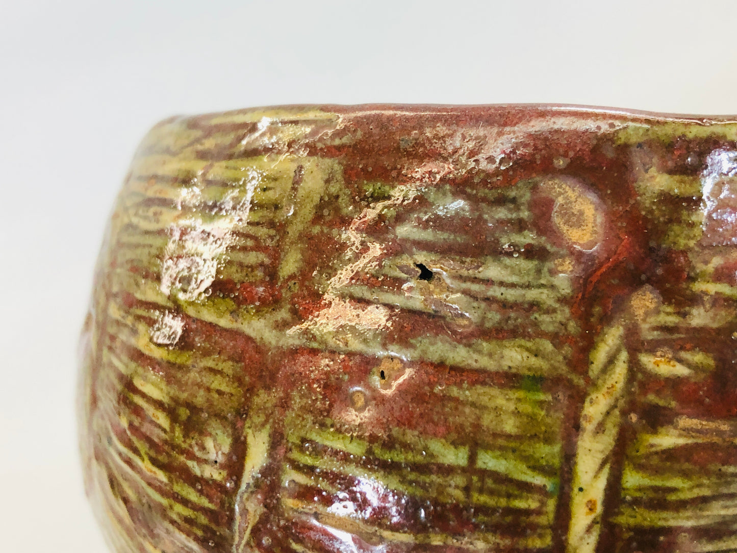 Y5548 CHAWAN Seto-ware signed bale shape Japan antique tea ceremony bowl pottery