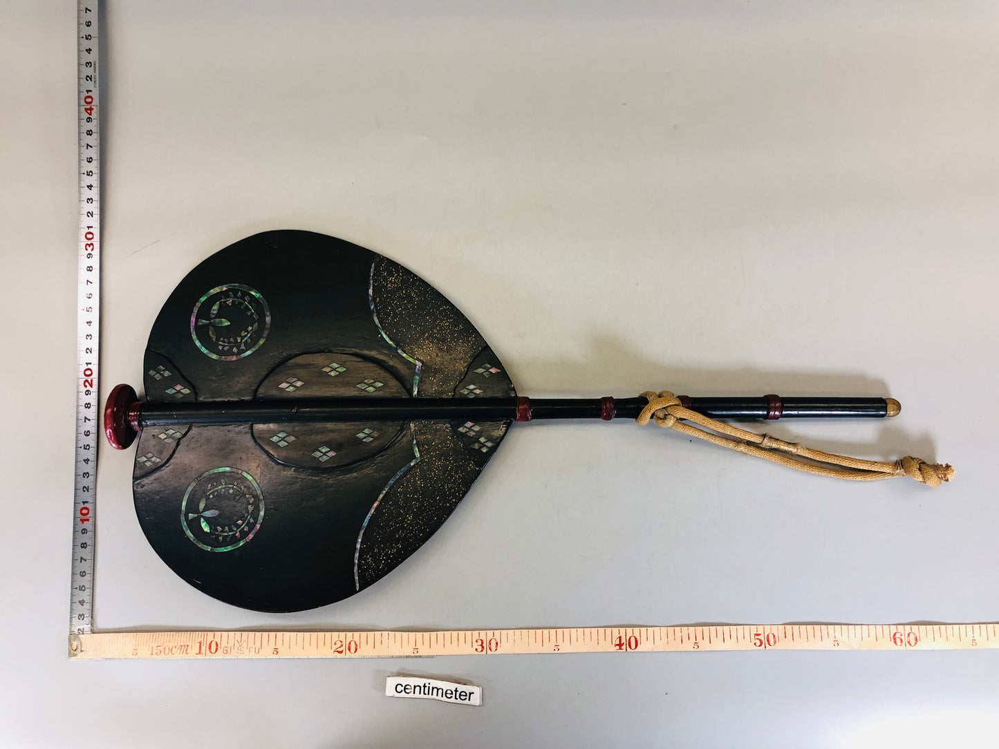 Y5565 GUNBAI Raden mother-of-pearl work Makie Japan antique samurai busho bushi