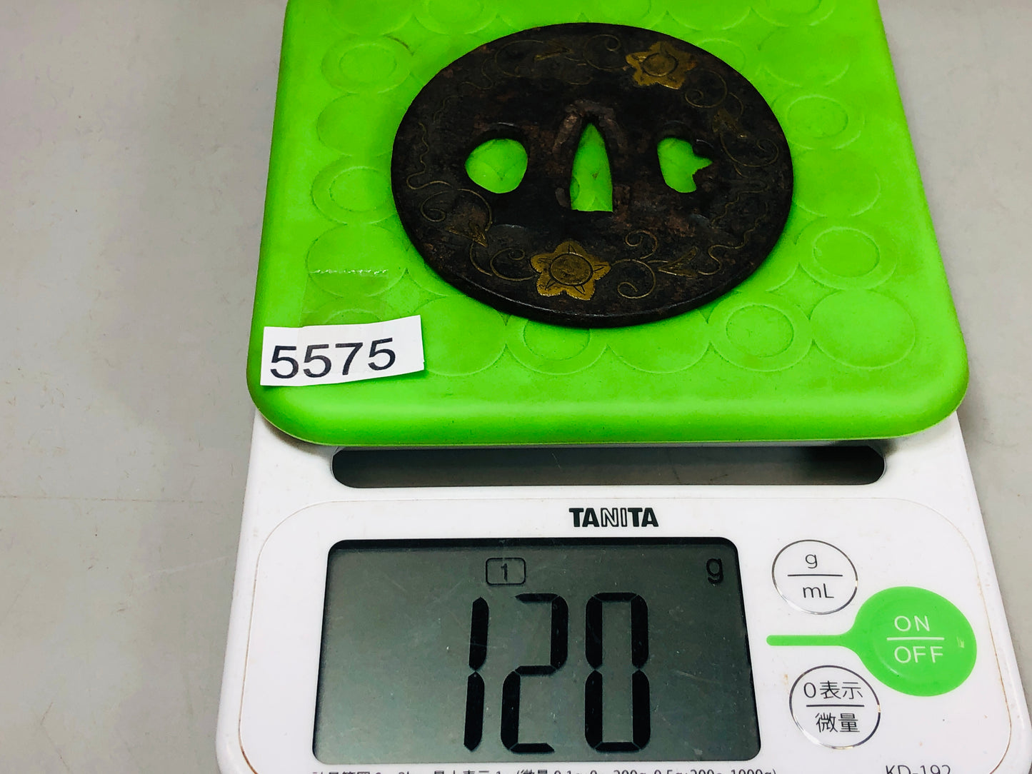 Y5575 TSUBA Brass Inlay sword guard Japan samurai katana koshirae edo antique