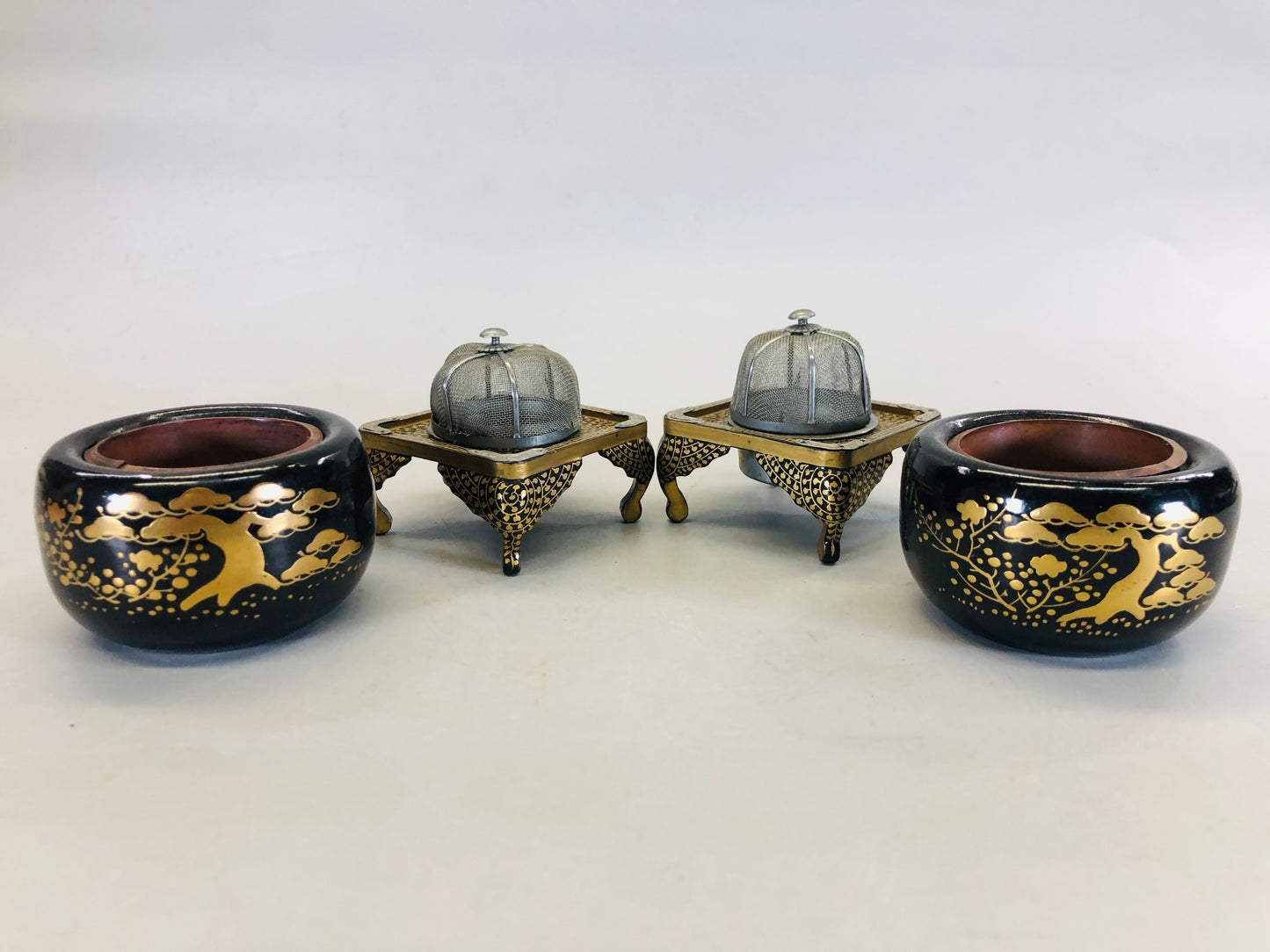 Y5642 HINA DOLL Doll's Festival Makie miniature Brazier Japan antique vitntage