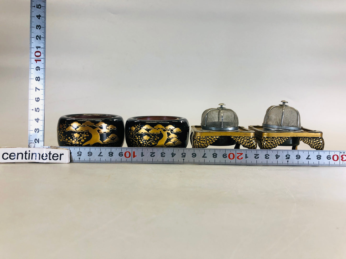 Y5642 HINA DOLL Doll's Festival Makie miniature Brazier Japan antique vitntage