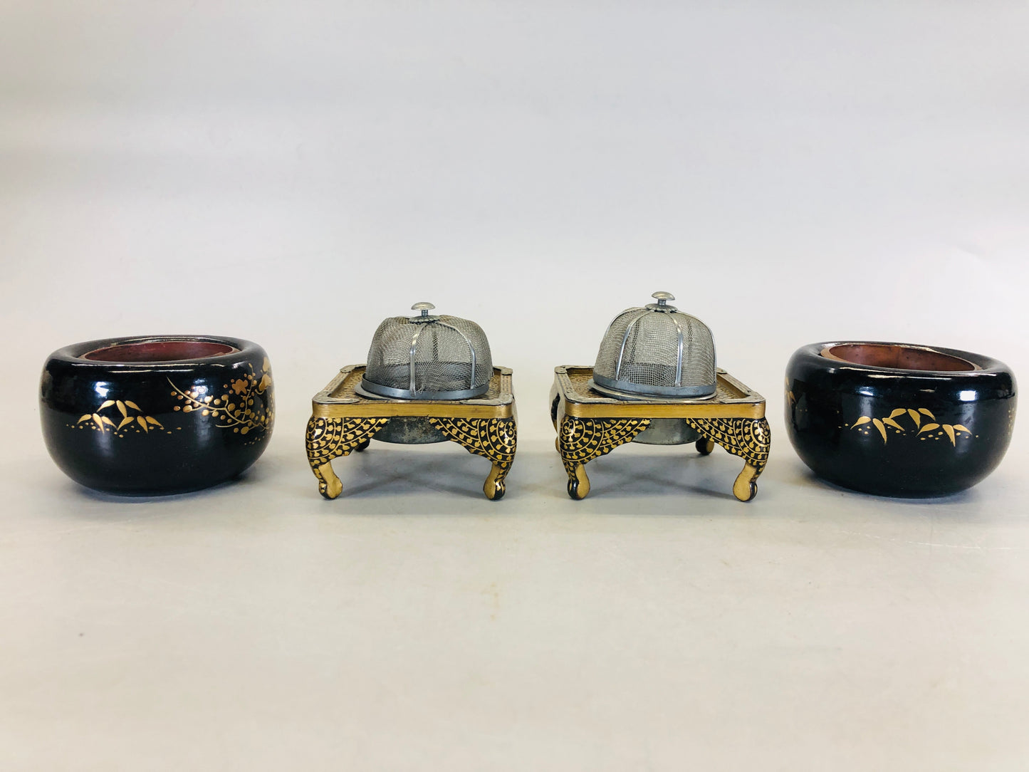 Y5642 HINA DOLL Doll's Festival Makie miniature Brazier Japan antique vitntage
