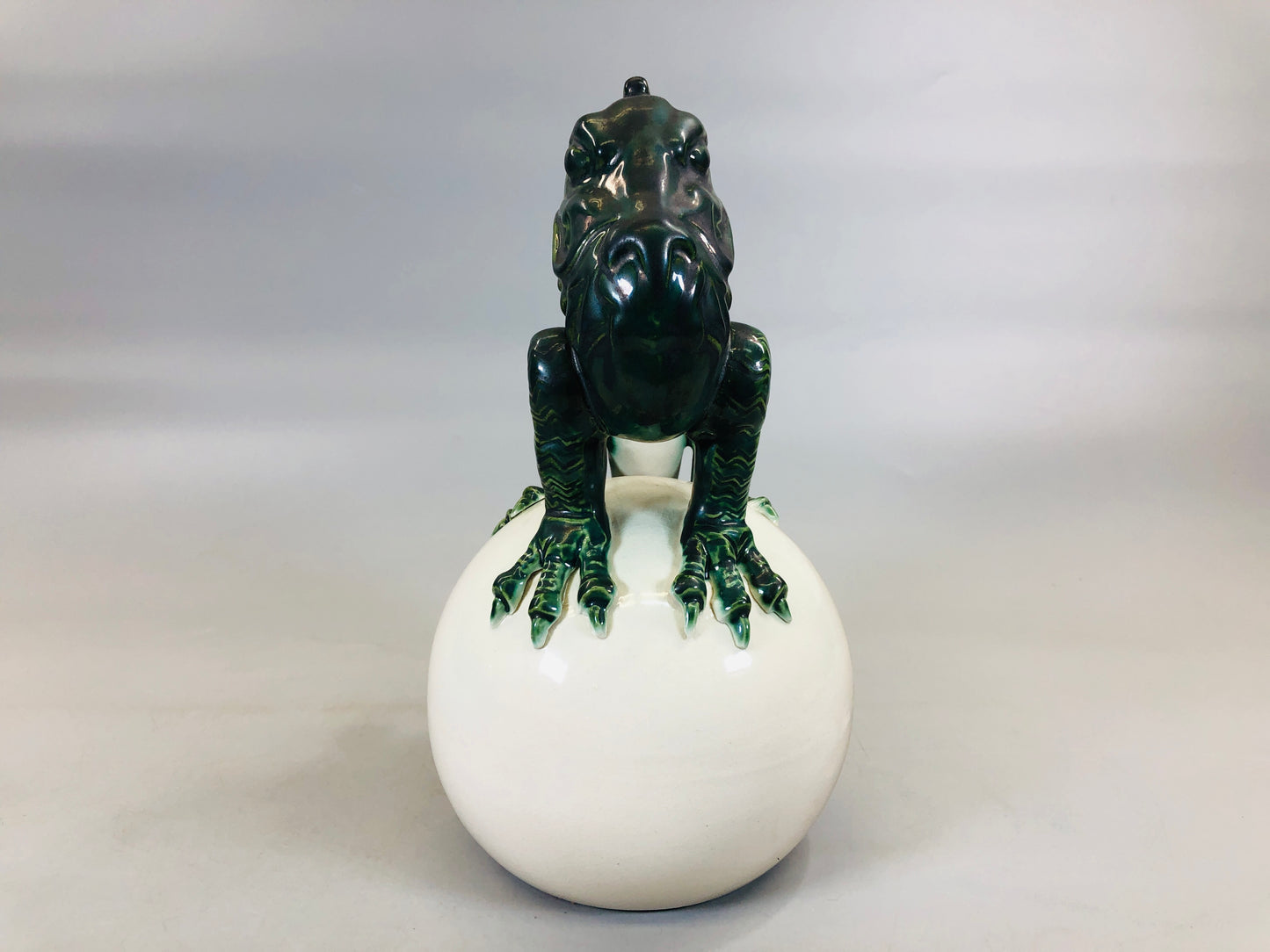 Y5668 OKIMONO Oribe-ware Dragon figurine signed box Japan antique interior decor