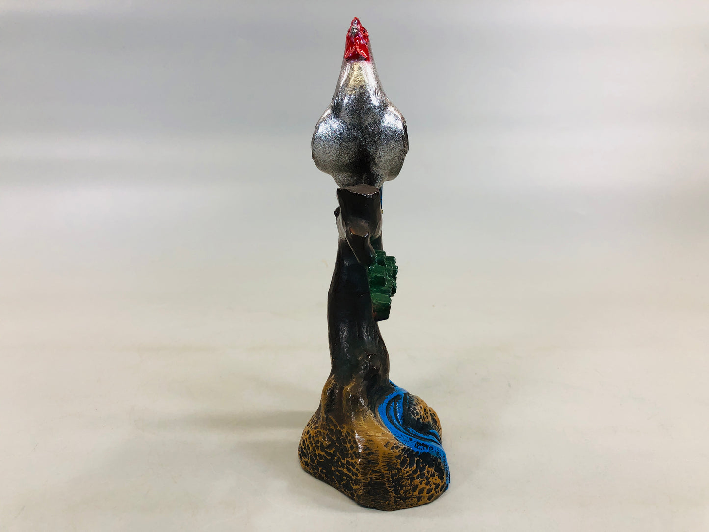 Y5669 OKIMONO metal Chicken bird figure figurine Japan antique interior decor