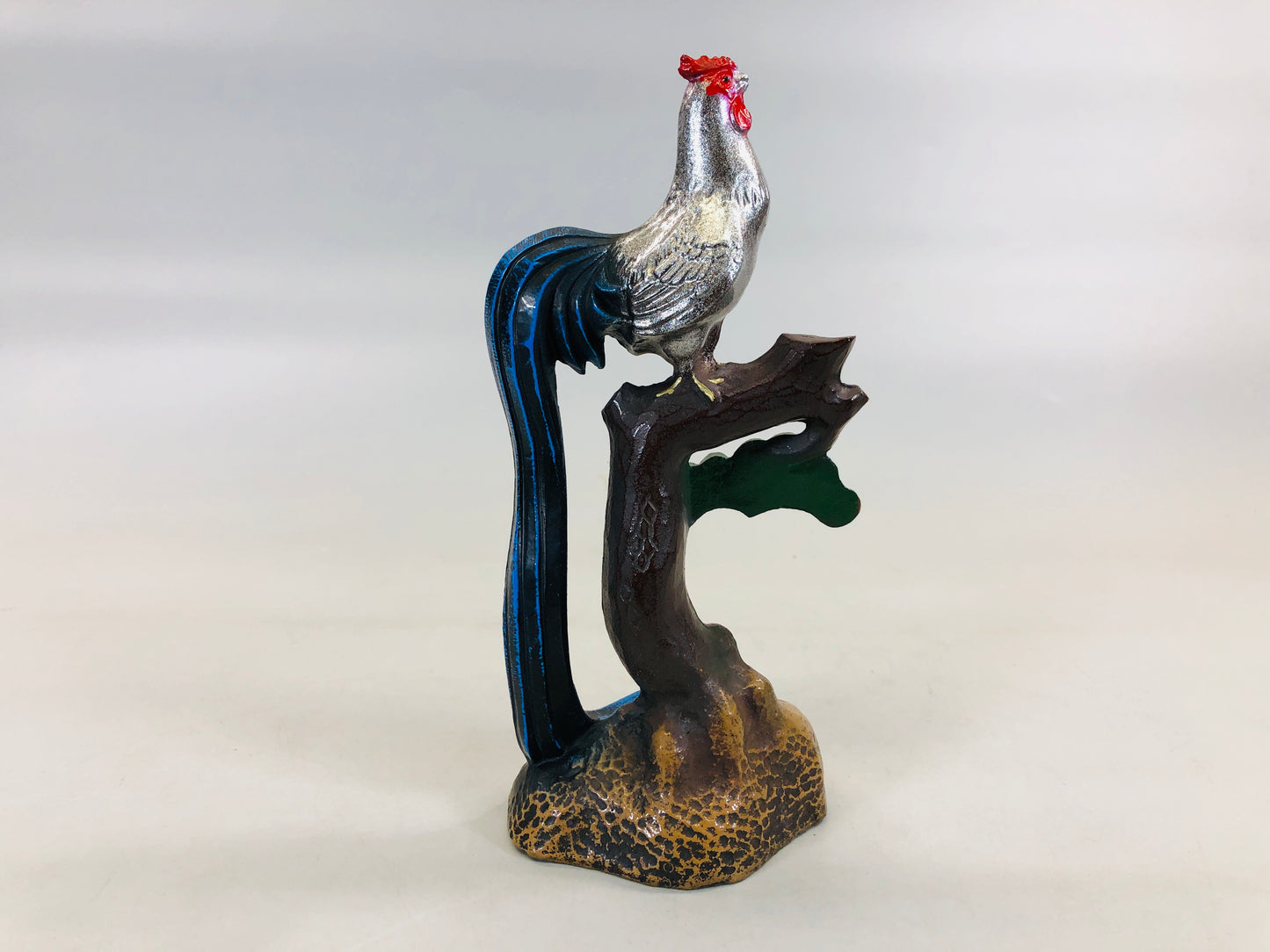 Y5669 OKIMONO metal Chicken bird figure figurine Japan antique interior decor