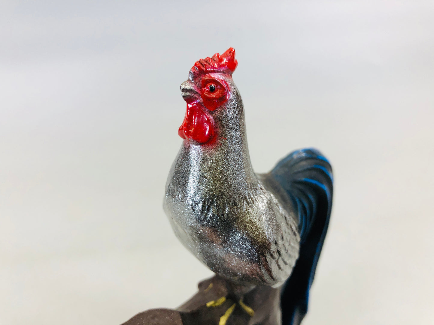 Y5669 OKIMONO metal Chicken bird figure figurine Japan antique interior decor