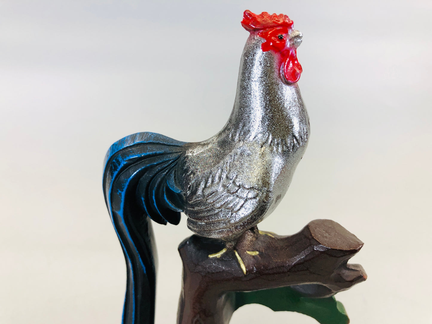 Y5669 OKIMONO metal Chicken bird figure figurine Japan antique interior decor