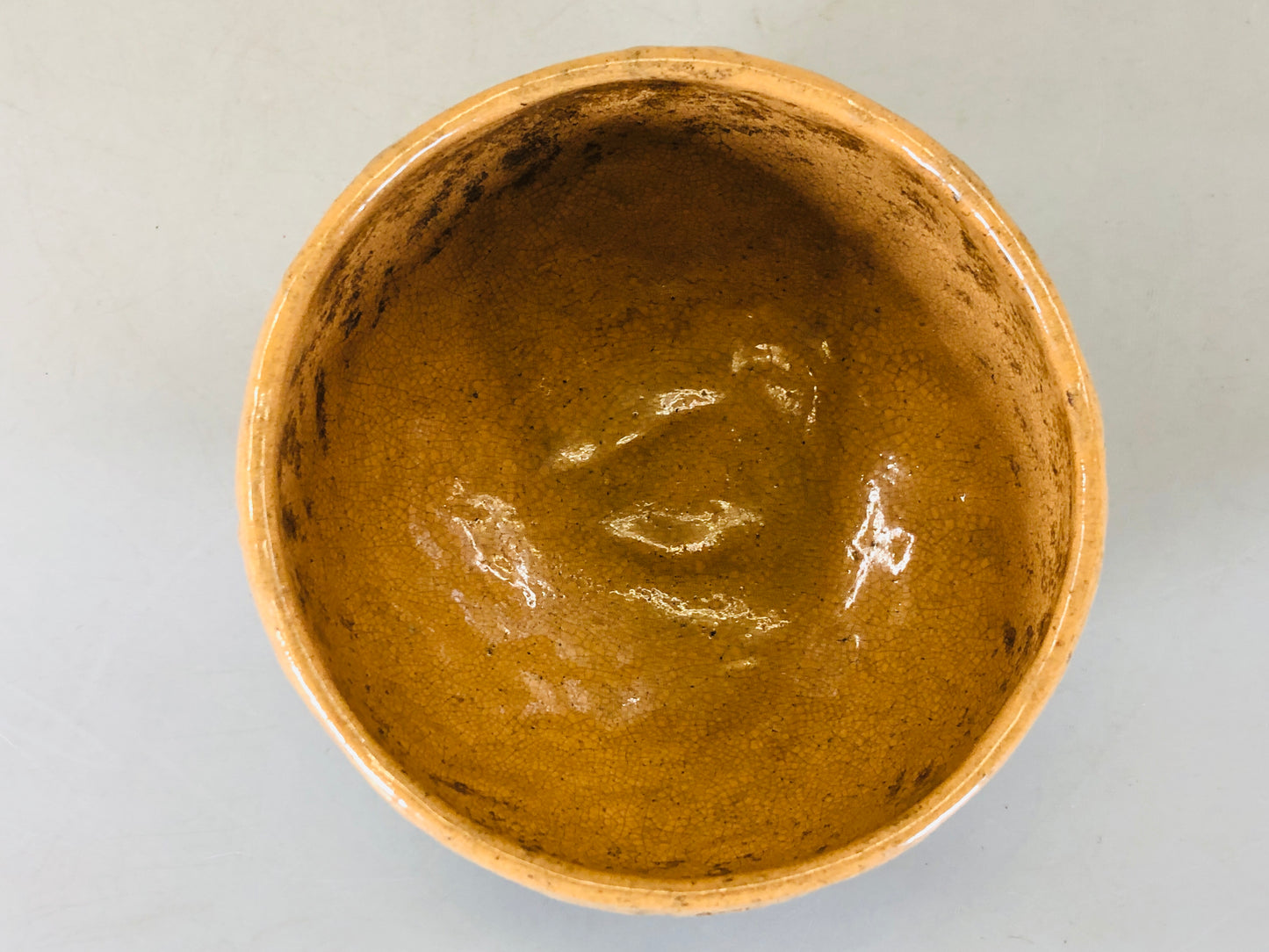 Y5680 CHAWAN Seto-ware bale shape signed Japan antique tea ceremony bowl pottery