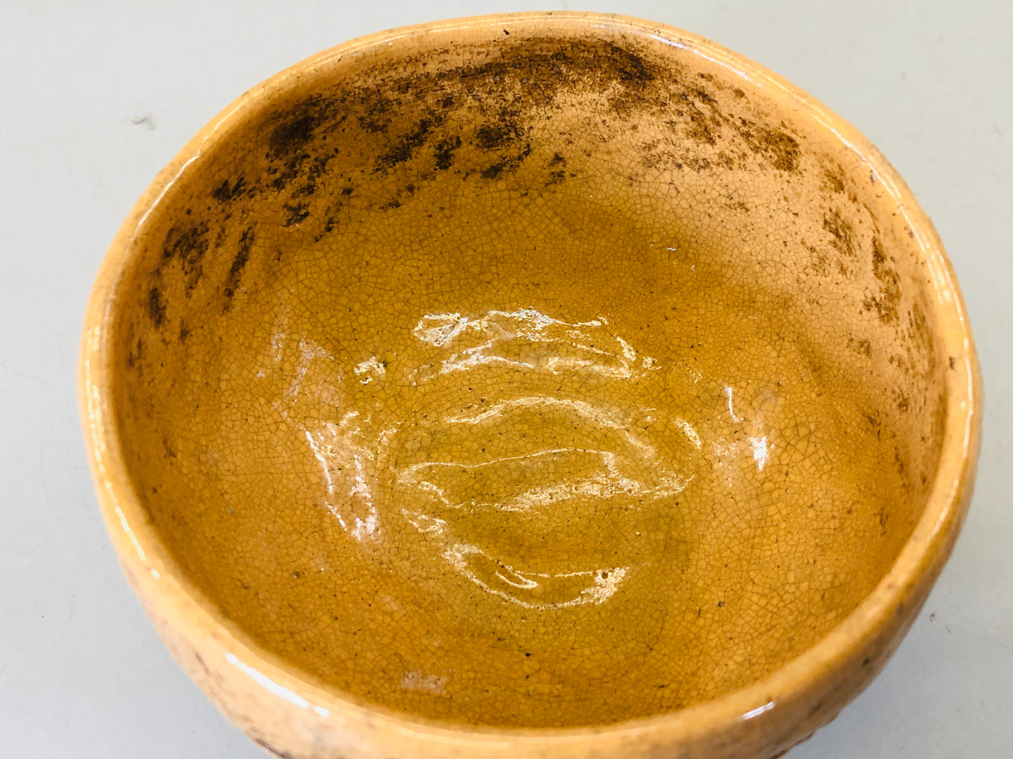 Y5680 CHAWAN Seto-ware bale shape signed Japan antique tea ceremony bowl pottery