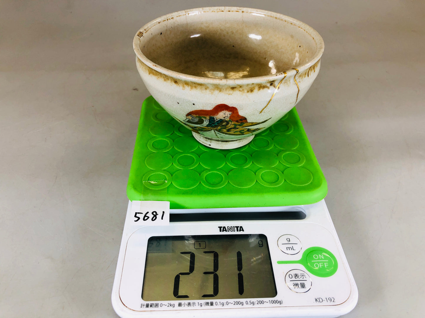 Y5681 CHAWAN Kyo-ware kintsugi Noh Japan antique tea ceremony bowl pottery