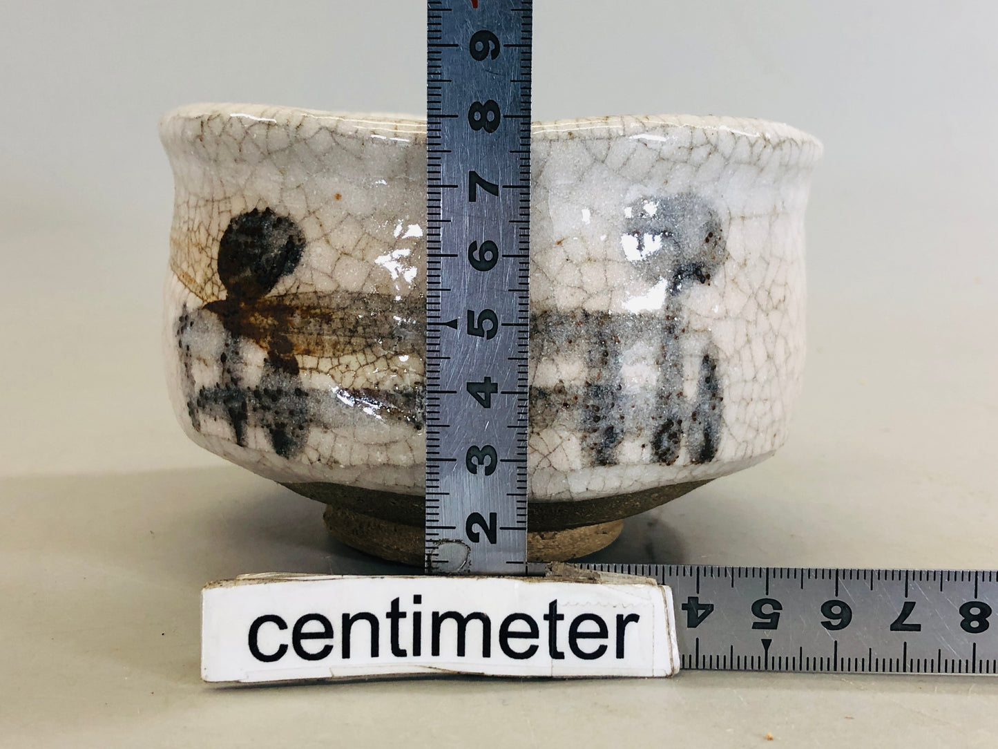 Y5697 CHAWAN Shino-ware signed box Japan antique tea ceremony bowl pottery cup
