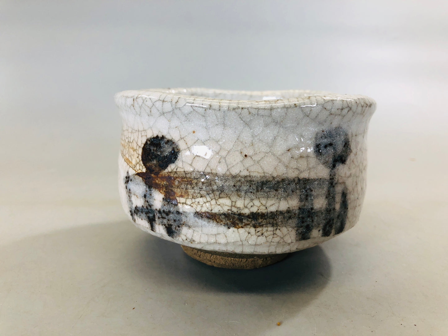Y5697 CHAWAN Shino-ware signed box Japan antique tea ceremony bowl pottery cup