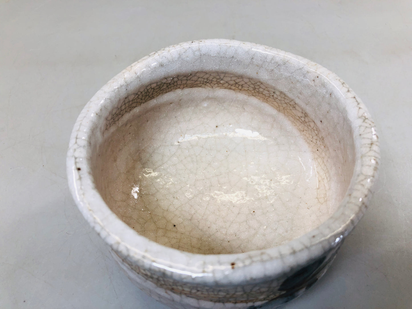 Y5697 CHAWAN Shino-ware signed box Japan antique tea ceremony bowl pottery cup