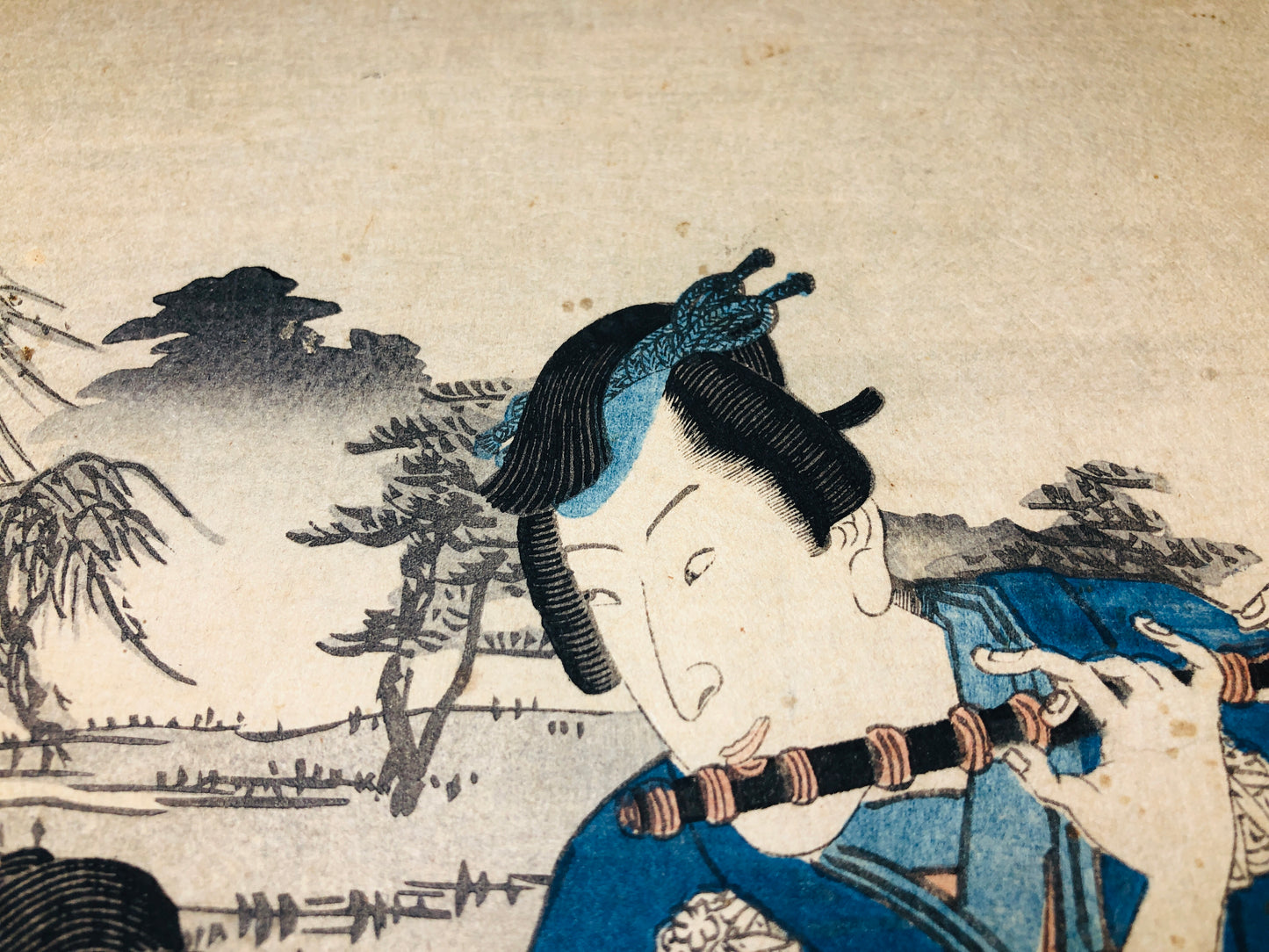 Y5710 WOODBLOCK PRINT Kunisada person man triptych Japan Ukiyoe antique art