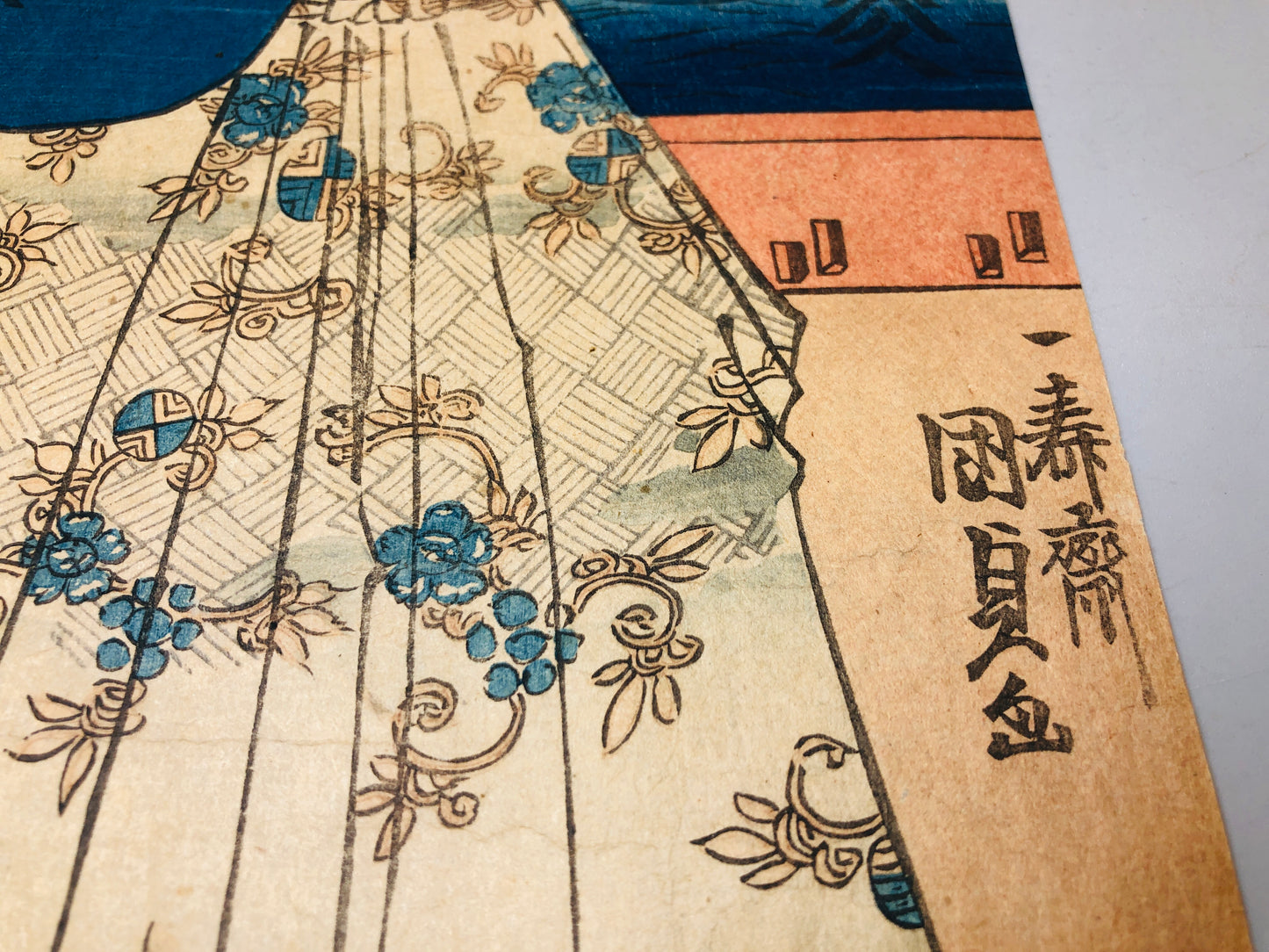 Y5710 WOODBLOCK PRINT Kunisada person man triptych Japan Ukiyoe antique art